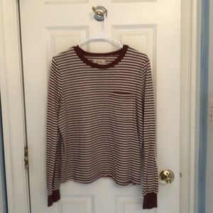Striped Long-Sleeve Tee - Brown and White